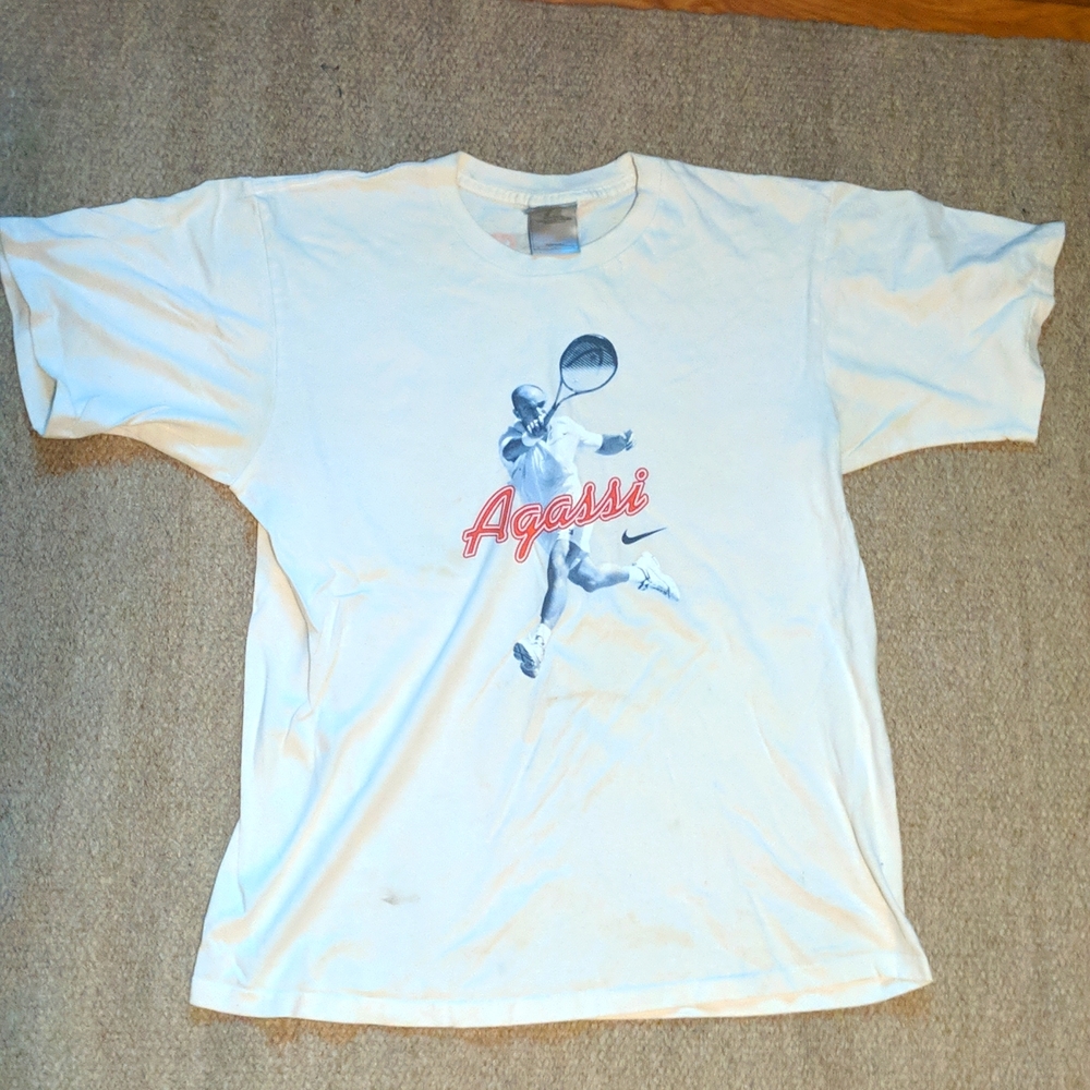 Vintage Nike grey tag made in USA Andre Agassi. Flushing Meadows 2000 t shirt.